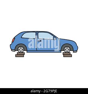 immagine vettoriale blu di rottami di auto rotti Illustrazione Vettoriale