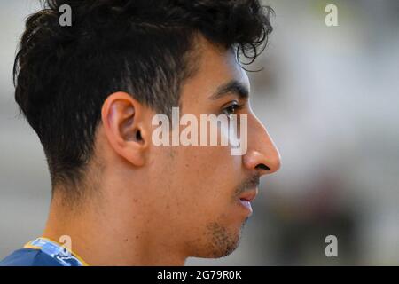 Cisterna di Latina, Italia. 11 Luglio 2021. Italia vs Argentina durante il Test Match Volley prima di partire per i Giochi Olimpici di Tokyo al Palazzetto dello Sport (Cisterna di Latina). (Foto di Domenico Cippitelli/Pacific Press) Credit: Pacific Press Media Production Corp./Alamy Live News Foto Stock