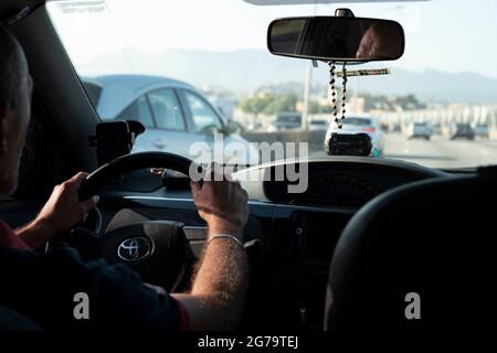 Direzione Rio de Janeiro. Prima impressione dopo l'atterraggio all'aeroporto internazionale Foto Stock