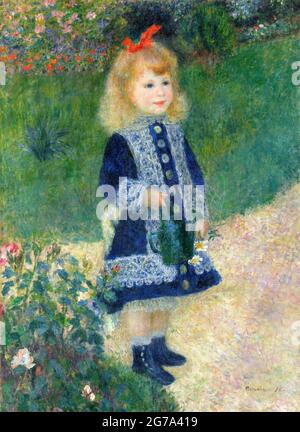 Una ragazza con annaffiatura lattina di Pierre Auguste Renoir (1841-1919), olio su tela, 1876 Foto Stock