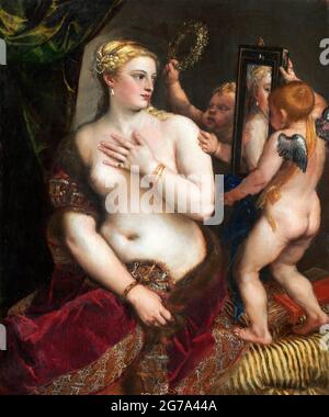 Tiziano. Venere con specchio di Tiziano Vecellio (1490-1576), olio su tela, c. 1555 Foto Stock