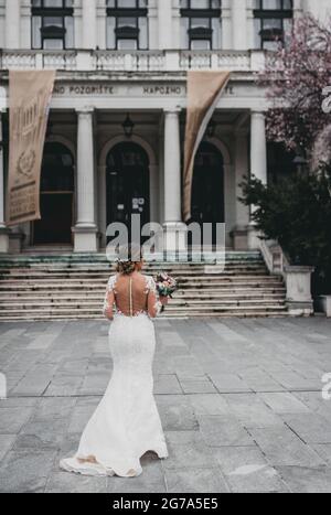 foto di sposi e sposi del giorno di nozze Foto Stock