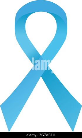 Nastro Blue Awareness. La salute degli uomini, il cancro dell'infanzia, il concetto di giorno di solidarietà del cancro della prostata. Illustrazione vettoriale di stock isolata su sfondo bianco Illustrazione Vettoriale