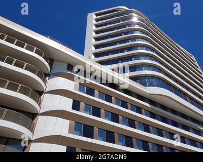 Alto edificio residenziale e alberghiero a Monaco, Baumkirchen-Mitte Foto Stock