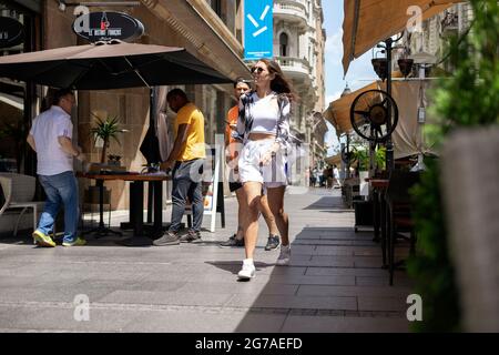 Serbia, 3 luglio 2021: Vista di Zmaj Jovina Street a Belgrado Foto Stock