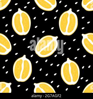 Limoni metà senza cuciture motivo illustrazione vettoriale in design piatto Illustrazione Vettoriale