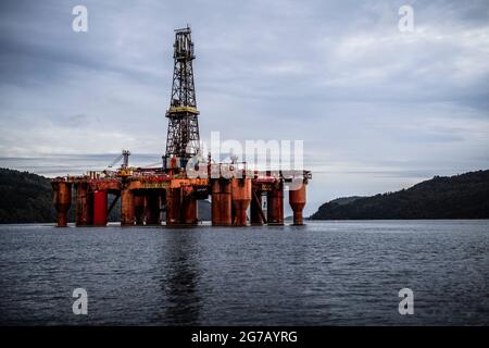 Carro di perforazione in fiordo Foto Stock