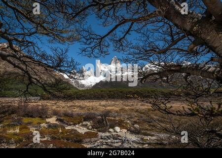 Il monte Fitz Roy, El Chalten, Argentina Foto Stock