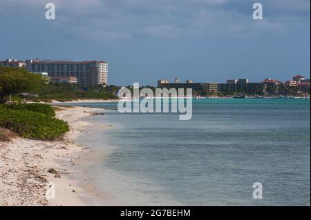 Alto resort su Palm Beach, Aruba, Isole ABC, antille Olandesi, Caraibi Foto Stock