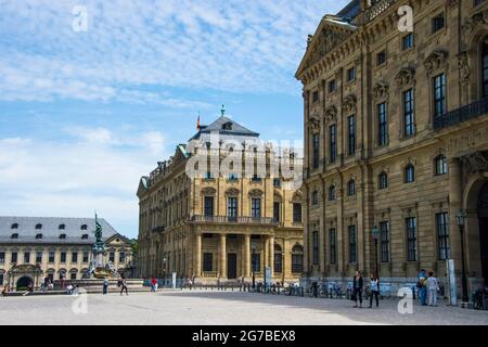 La residenza di Wuerzburg, Patrimonio dell'Umanità dell'UNESCO, Wuerzburg, Franconia, Baviera, Germania Foto Stock