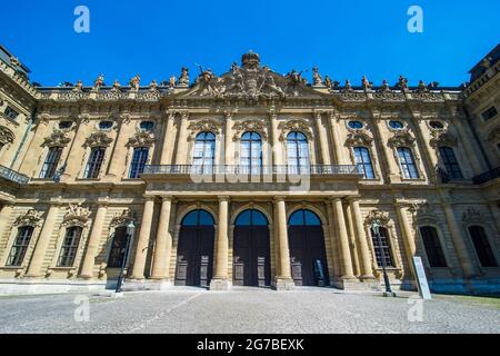 La residenza di Wuerzburg, Patrimonio dell'Umanità dell'UNESCO, Wuerzburg, Franconia, Baviera, Germania Foto Stock