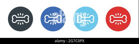 Icona vettore osso cane isolato su bianco. Simbolo del cibo per gli animali domestici. Illustrazione Vettoriale