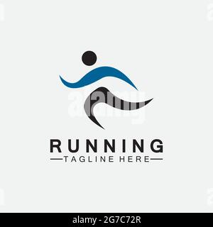 Running persone logo simbolo vettore illustrazione design.Healthy corsa maratona atleti sprinting vettore logo Illustrazione Vettoriale