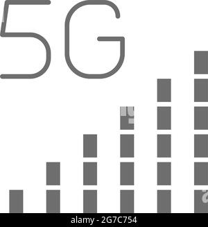 Icona grigia della barra del segnale Internet Vector 5G. Illustrazione Vettoriale