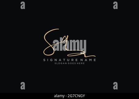 SQ Letter Signature Logo Template elegante logo firmato modello simbolo icona vettoriale Illustrazione Vettoriale