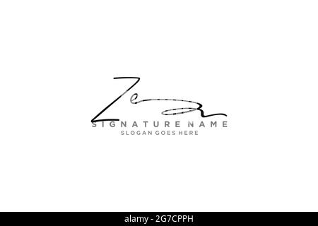 ZE Letter Signature Logo Template elegante logo firmato simbolo modello icona vettoriale Illustrazione Vettoriale