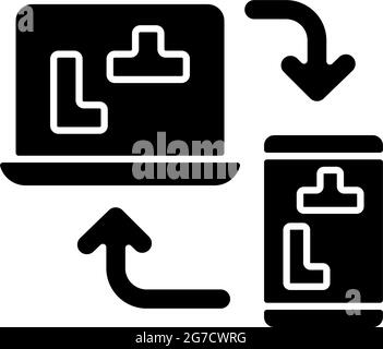 Cross platform online giochi icona glifo nero Illustrazione Vettoriale