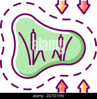 Icona di colore RGB delle zone umide scomparsa Illustrazione Vettoriale