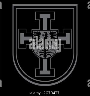 Design accattivante. Scudo dei Cavalieri Teutonici con Croce e Aquila Araldica Illustrazione Vettoriale