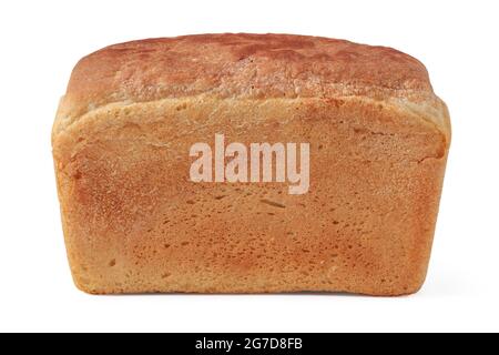 Pane di grano da vicino isolato su bianco Foto Stock