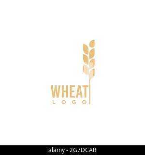 Logo di grano minimo. Orecchio di grano. Stile geometrico. Illustrazione vettoriale, design piatto Illustrazione Vettoriale