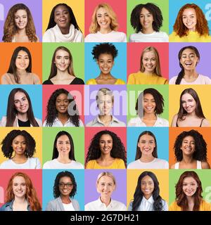 Collezione di avatar di diverse belle donne Foto Stock