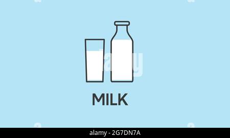 Icona latte. Illustrazione del biberon del latte isolato e del bicchiere del latte modificabile da Vector Illustrazione Vettoriale