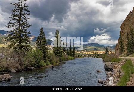 Fiume Rio Grande vicino a Creede, Colorado Foto Stock