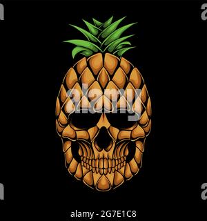 Illustrazione vettoriale della testa cranica di ananas Illustrazione Vettoriale