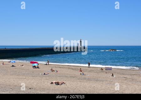 spiaggia, Oceano Atlantico, Foz do Douro, Porto, Portogallo, Europa Foto Stock