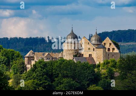 Il castello della bellezza del sonno Dornröschen Sababurg a Hofgeismar in Assia Foto Stock