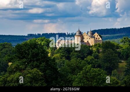 Il castello della bellezza del sonno Dornröschen Sababurg a Hofgeismar in Assia Foto Stock