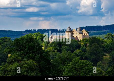 Il castello della bellezza del sonno Dornröschen Sababurg a Hofgeismar in Assia Foto Stock