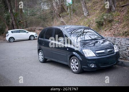 La vettura è parcheggiata su strada. L'auto è parcheggiata. La solita auto di famiglia. Trasporto personale. Foto Stock