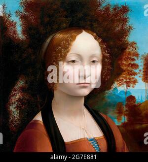 Ginevra de' Benci di Leonardo da Vinci (1452–1519), olio su pannello, c.1474-78 Foto Stock