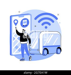 Illustrazione vettoriale del concetto astratto dei trasporti pubblici autonomi. Illustrazione Vettoriale