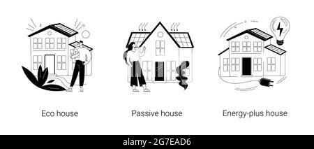 Illustrazioni vettoriali astratte di concetto di costruzione ecocompatibile. Illustrazione Vettoriale