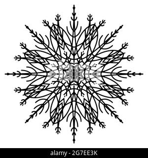 Contorno disegno di fiocco di neve su uno sfondo bianco per la vostra creatività. Vettore Illustrazione Vettoriale