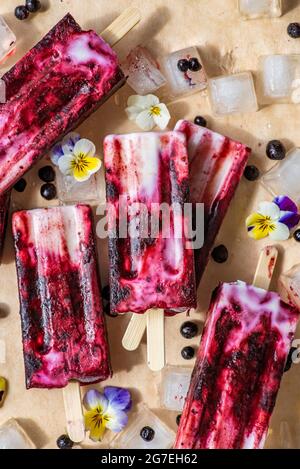 Blueberry Swirl Possicles Summer ices Foto Stock