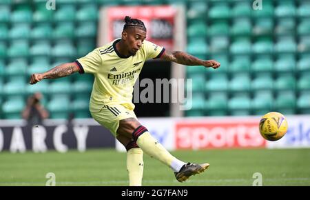 Easter Road Stadium .Edinburgh .Scotland. UK .13th July 21 Hibernian vs Arsenal Pre Season friendly match . Reiss Nelson Arsenal Credit: eric mcowat/Alamy Live News Foto Stock