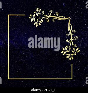 sfondo nero con cornice dorata o bordo Foto Stock