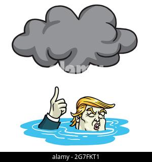 Donald Trump sotto la Black Cloud Smog. Illustrazione di Cartoon Vector Illustrazione Vettoriale