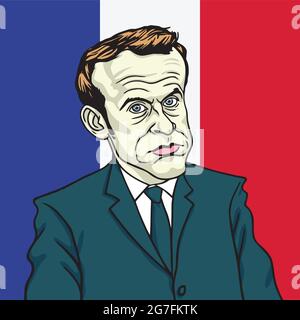 Emmanuel Macron Cartoon Caricature Ritratto Vector Illustrazione Vettoriale