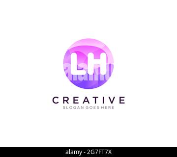 Logo iniziale LH con modello cerchio colorato Illustrazione Vettoriale