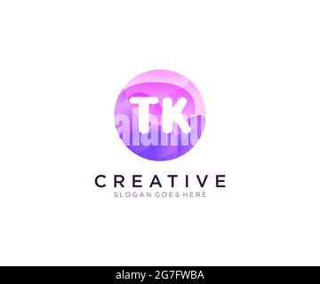 Logo iniziale TK con modello cerchio colorato Illustrazione Vettoriale