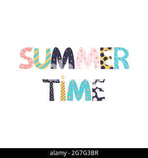 Ora legale, lettere multicolore brillanti, lettere a mano, lettere vettoriali Illustrazione Vettoriale