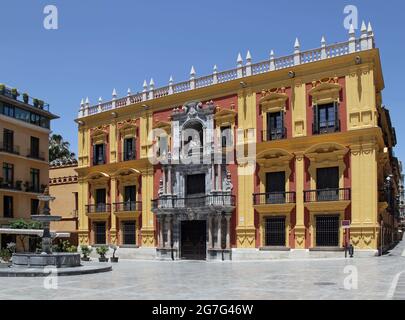 Palazzo Vescovile / Palacio del Obispo / Palazzo Vescovile dal 1762 in Plaza del Obispo, importante piazza barocca a Málaga.Andalucía Spagna Foto Stock