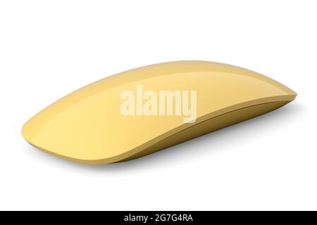 Mouse per computer in oro realistico con touch isolato su sfondo nero. Rendering 3D del trackpad wireless per laptop per l'ufficio domestico e lo spazio di lavoro Foto Stock