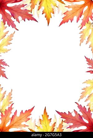 Cornice di foglie d'acero autunnale. Modello. Acquerello Foto Stock
