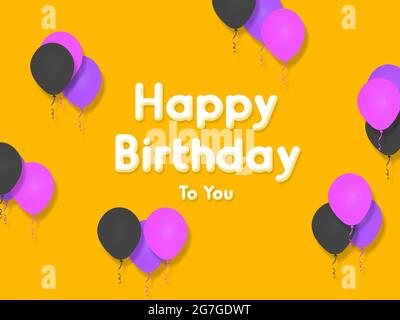 Buon compleanno con il biglietto di auguri per l'illustrazione dei palloncini. Celebrazione del compleanno. Foto Stock